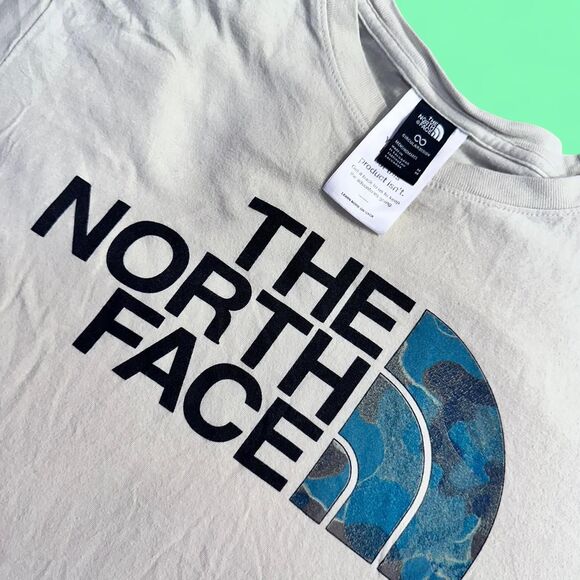 The North Face Logo T-Shirt – White/Blue – Size M (Graphic Outdoor Tee) - Picture 1 of 4
